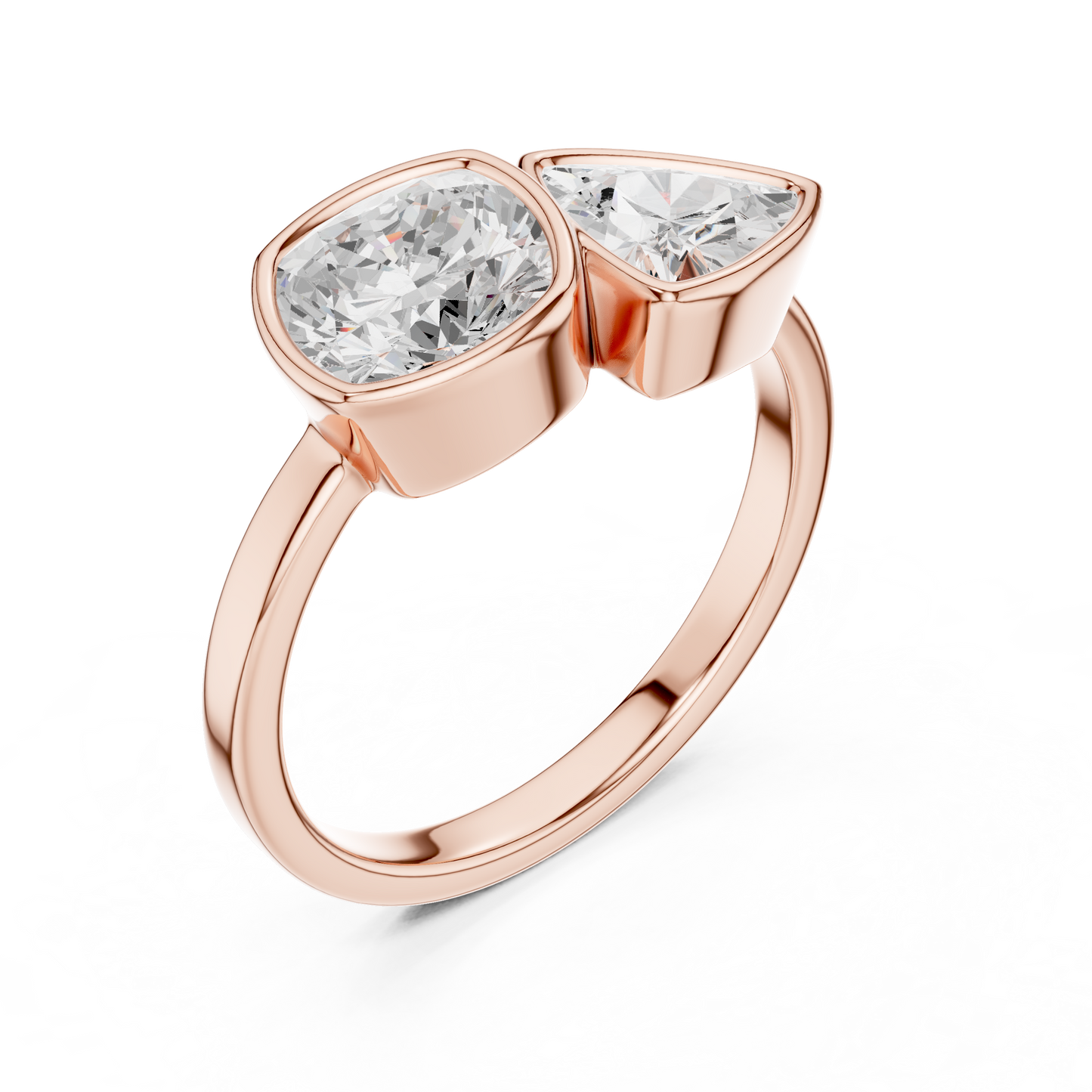 Trillion and Cushion Two-Stone Diamond Ring