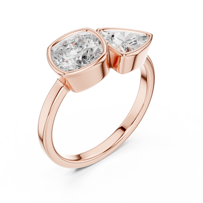 Trillion and Cushion Two-Stone Diamond Ring