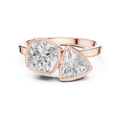 Trillion and Cushion Two-Stone Diamond Ring