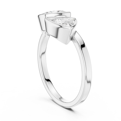 Trillion and Cushion Two-Stone Diamond Ring