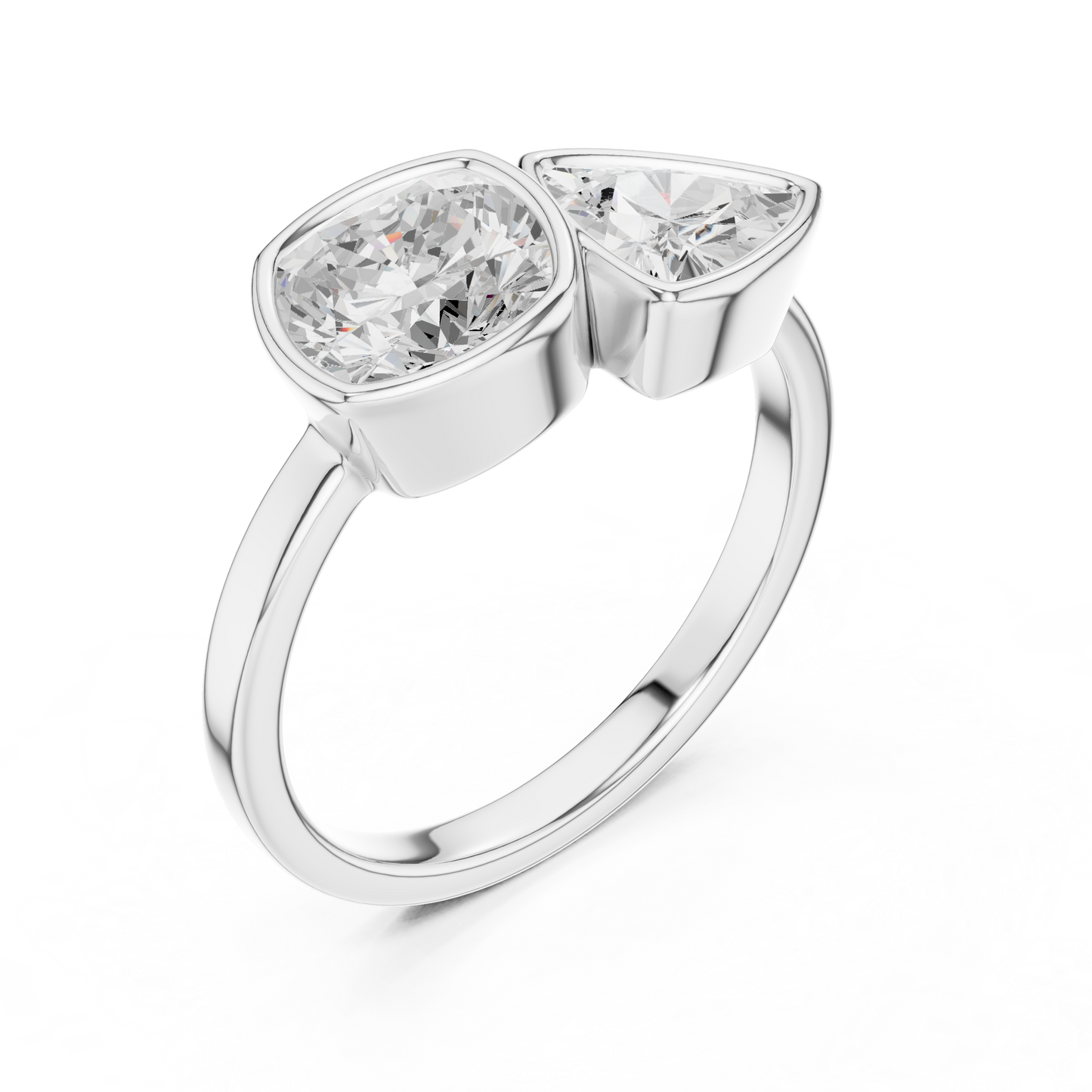 Trillion and Cushion Two-Stone Diamond Ring