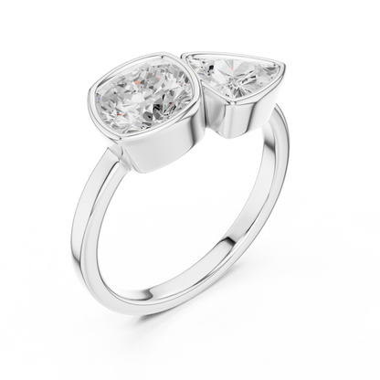 Trillion and Cushion Two-Stone Diamond Ring