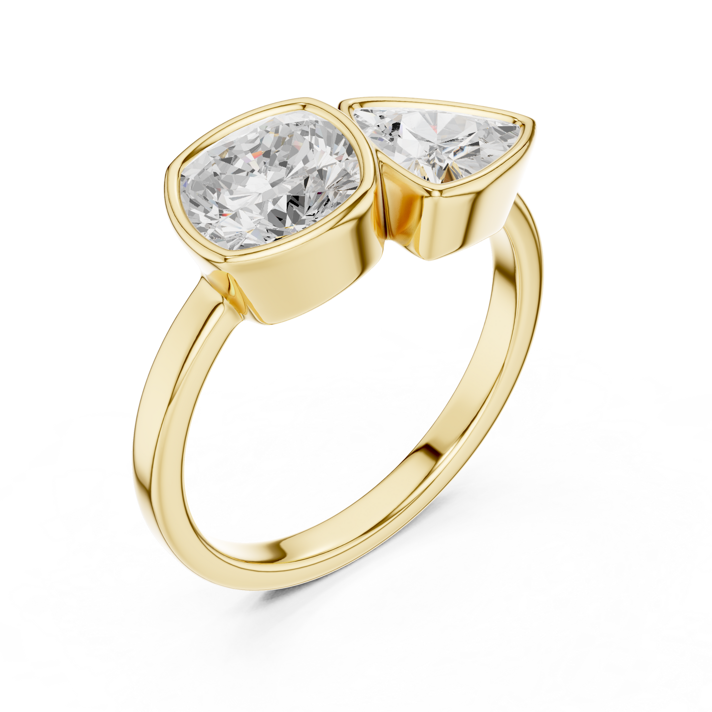Trillion and Cushion Two-Stone Diamond Ring