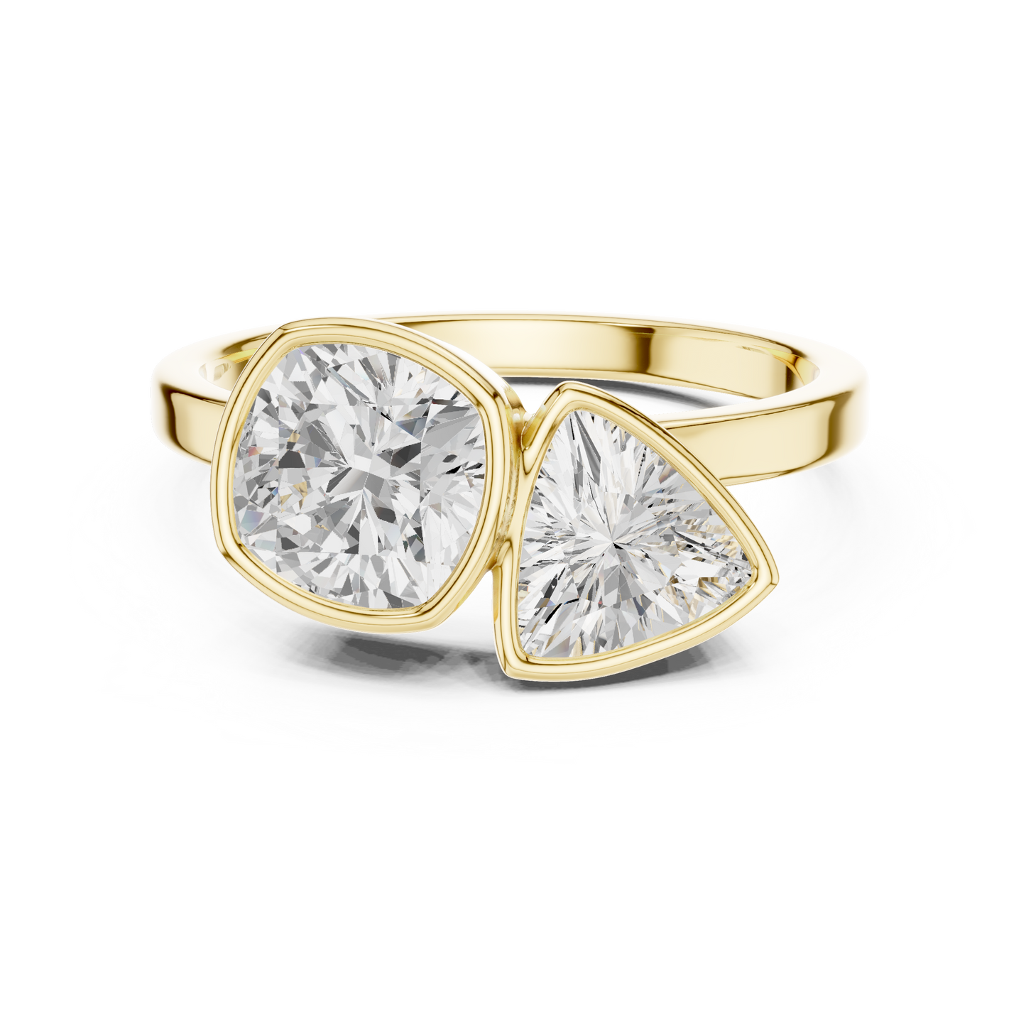 Trillion and Cushion Two-Stone Diamond Ring