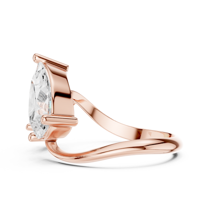 Round and Pear Two-Stone Diamond Ring