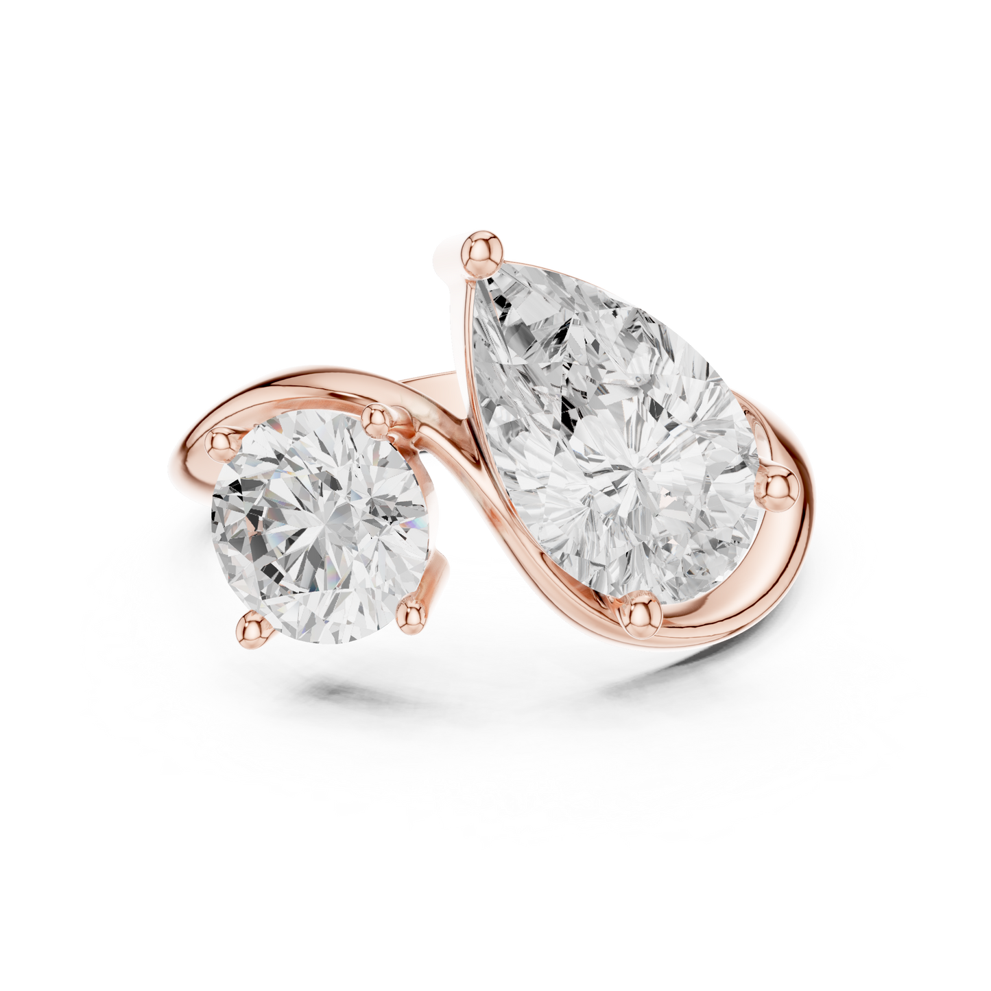 Round and Pear Two-Stone Diamond Ring