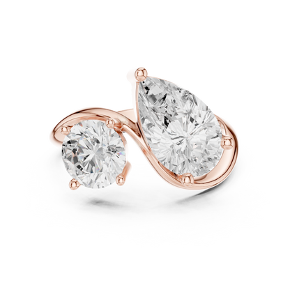 Round and Pear Two-Stone Diamond Ring