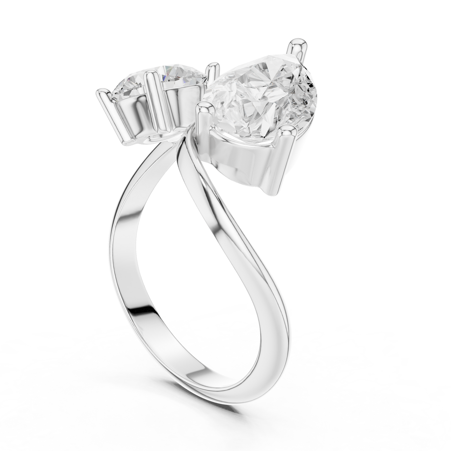 Round and Pear Two-Stone Diamond Ring