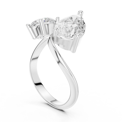 Round and Pear Two-Stone Diamond Ring