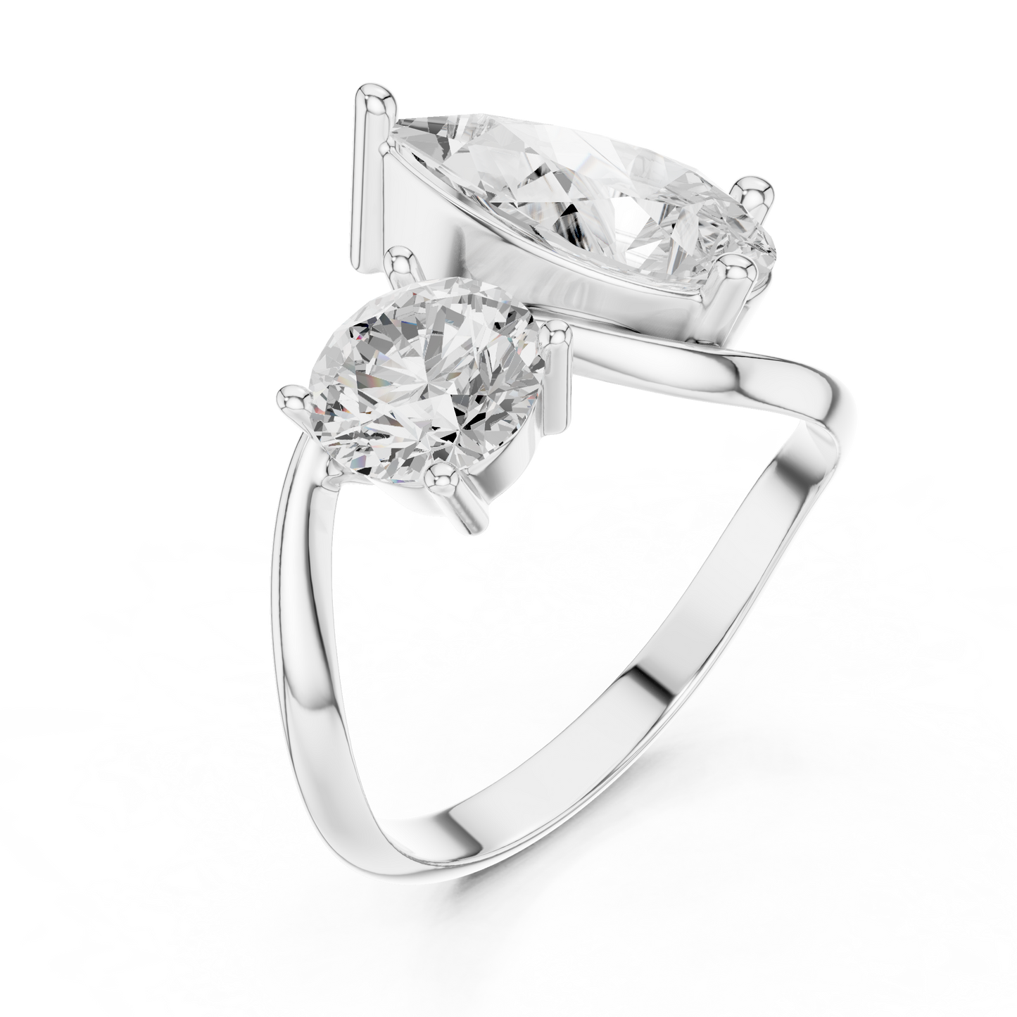 Round and Pear Two-Stone Diamond Ring