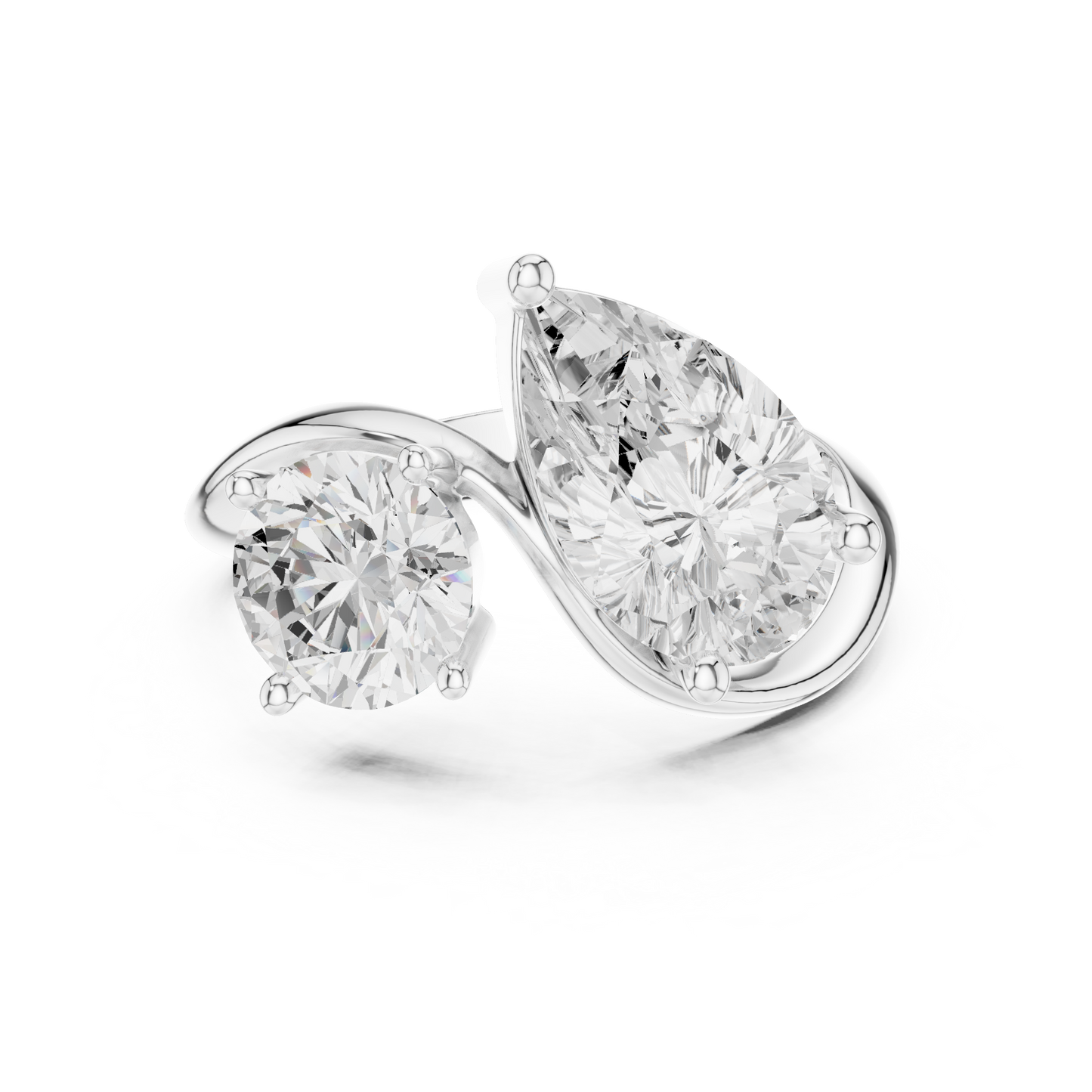Round and Pear Two-Stone Diamond Ring