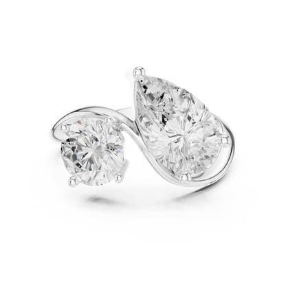 Round and Pear Two-Stone Diamond Ring