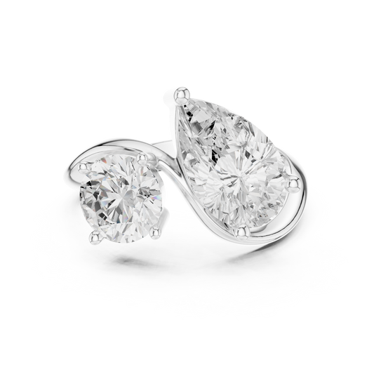 Round and Pear Two-Stone Diamond Ring