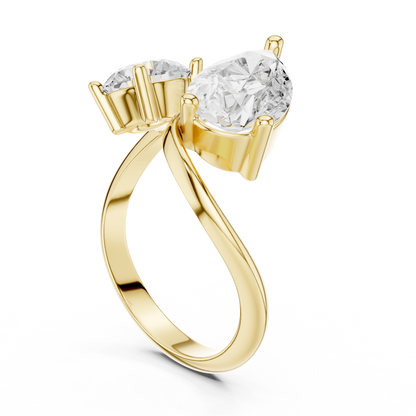 Round and Pear Two-Stone Diamond Ring