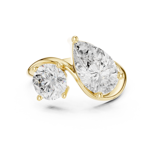 Round and Pear Two-Stone Diamond Ring
