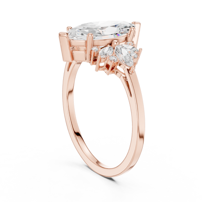 Marquise Diamond Ring with Marquise and Round Diamond Accents