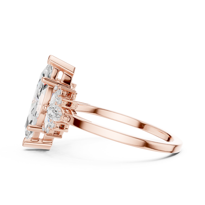 Marquise Diamond Ring with Marquise and Round Diamond Accents