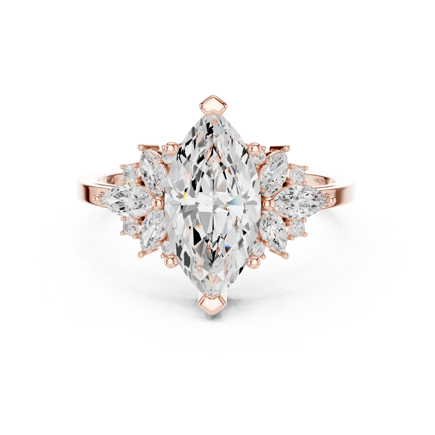 Marquise Diamond Ring with Marquise and Round Diamond Accents