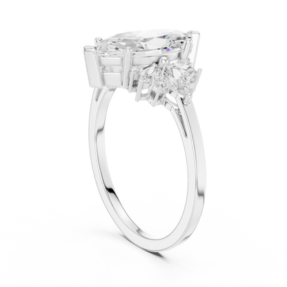 Marquise Diamond Ring with Marquise and Round Diamond Accents