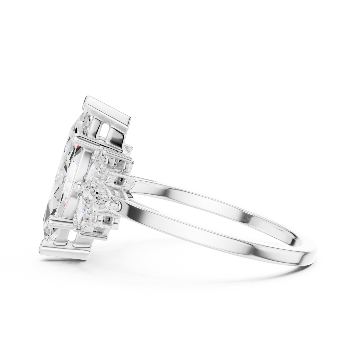 Marquise Diamond Ring with Marquise and Round Diamond Accents