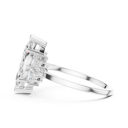 Marquise Diamond Ring with Marquise and Round Diamond Accents