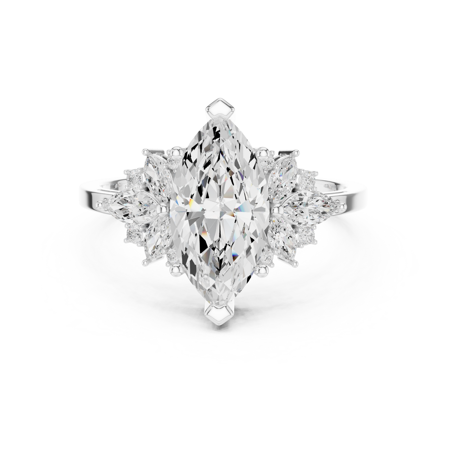 Marquise Diamond Ring with Marquise and Round Diamond Accents