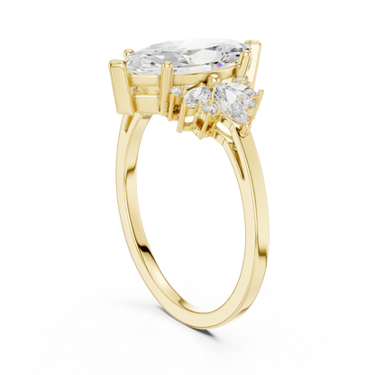 Marquise Diamond Ring with Marquise and Round Diamond Accents