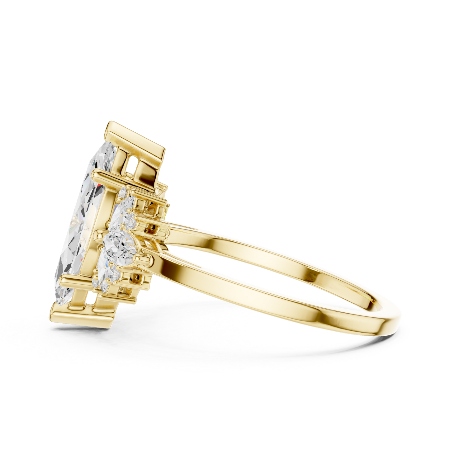 Marquise Diamond Ring with Marquise and Round Diamond Accents