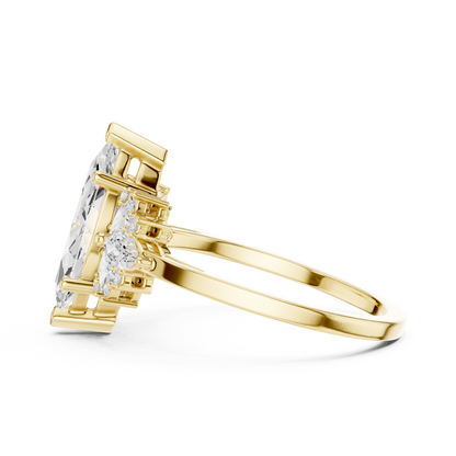 Marquise Diamond Ring with Marquise and Round Diamond Accents