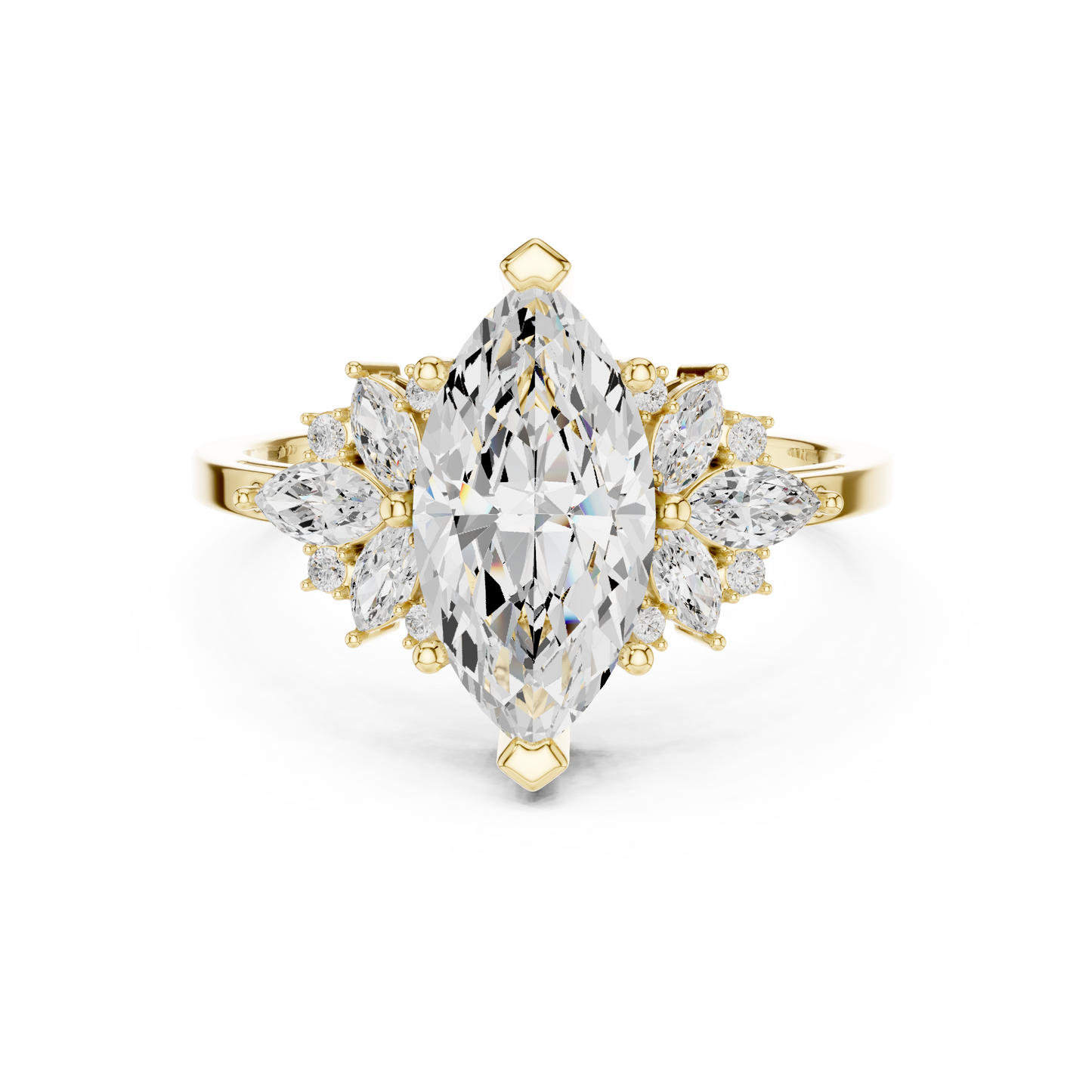 Marquise Diamond Ring with Marquise and Round Diamond Accents