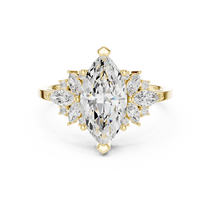 Marquise Diamond Ring with Marquise and Round Diamond Accents