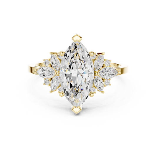 Marquise Diamond Ring with Marquise and Round Diamond Accents
